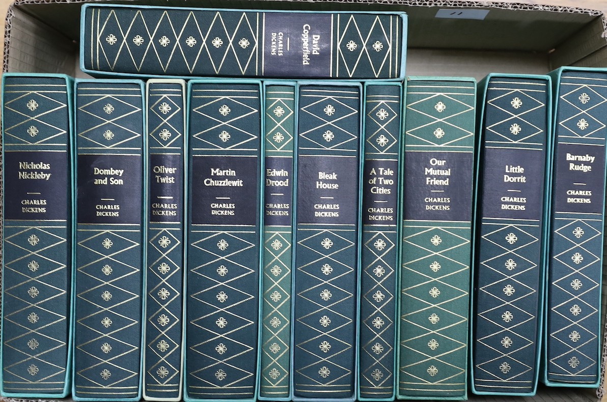 Folio Society - a collection of approximately 69 classics, to include Dickens, Du Maurier, etc., mostly mint, in slip cases, in five boxes.